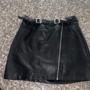 Black, faux leather mini skirt